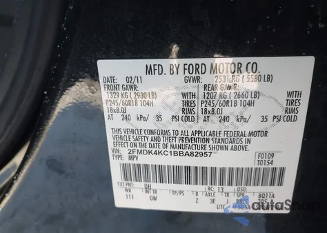 2011 Ford Edge Limited из США, поврежденный, VIN 2FMDK4KC1BBA82957